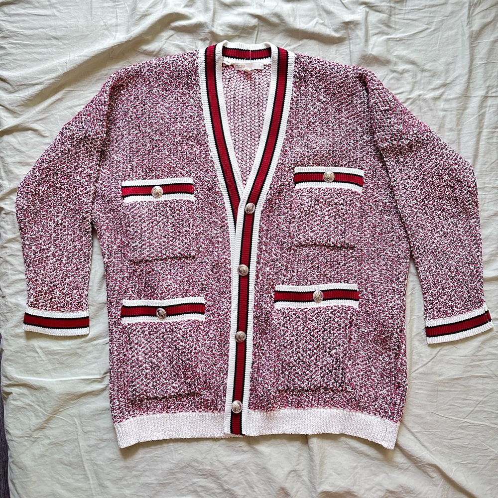 Maje mapada knit bottom-front cardigan, size S